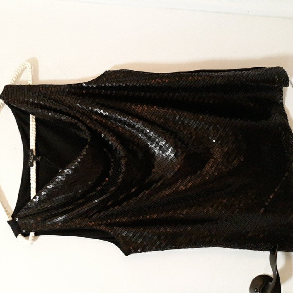 Black Sleeveless Dressy Glam Embellished Top. Talbots size XL